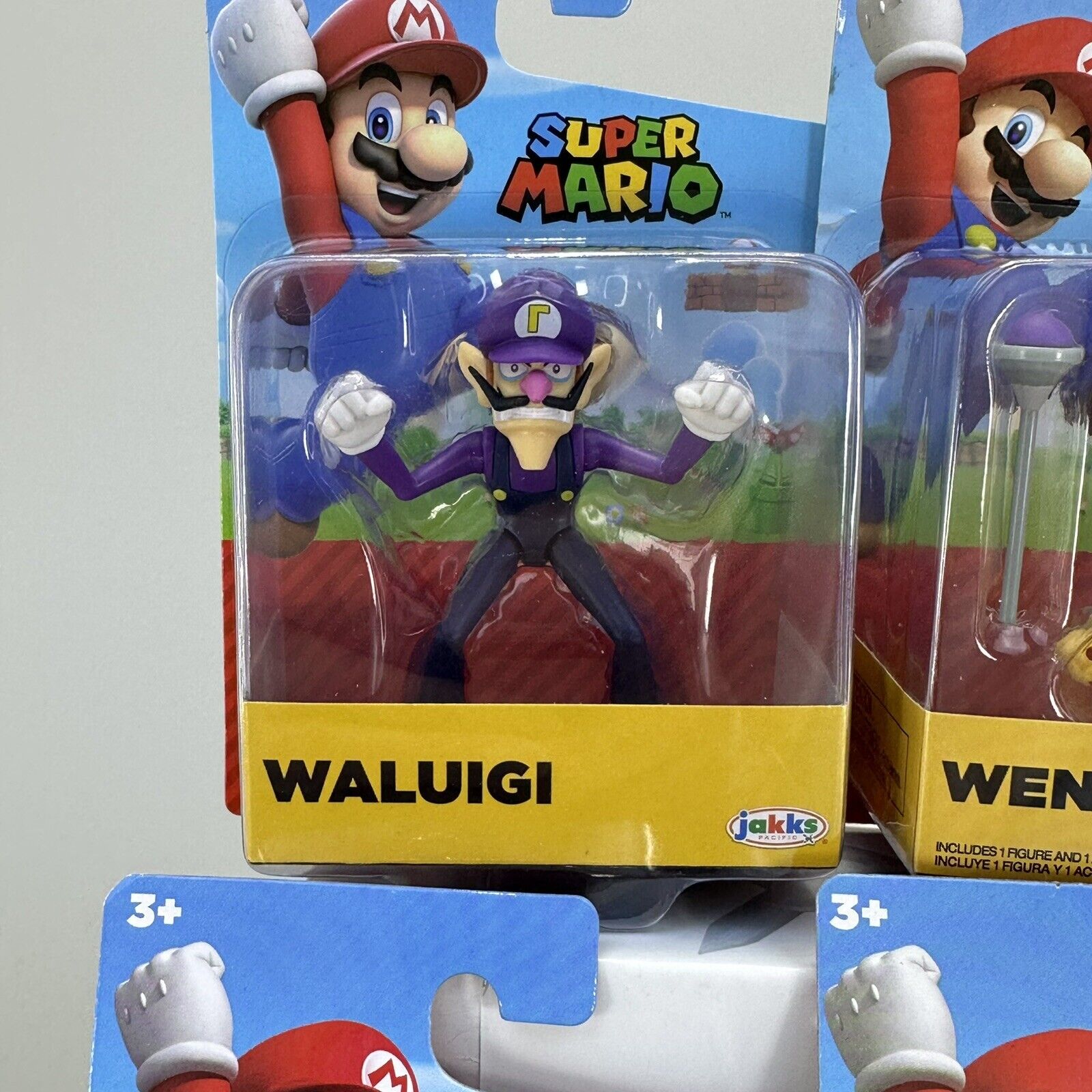 Lot of 4 Super Mario 2.5" Action Figures Waluigi, Wendy, Nabbit & Bullet Bill