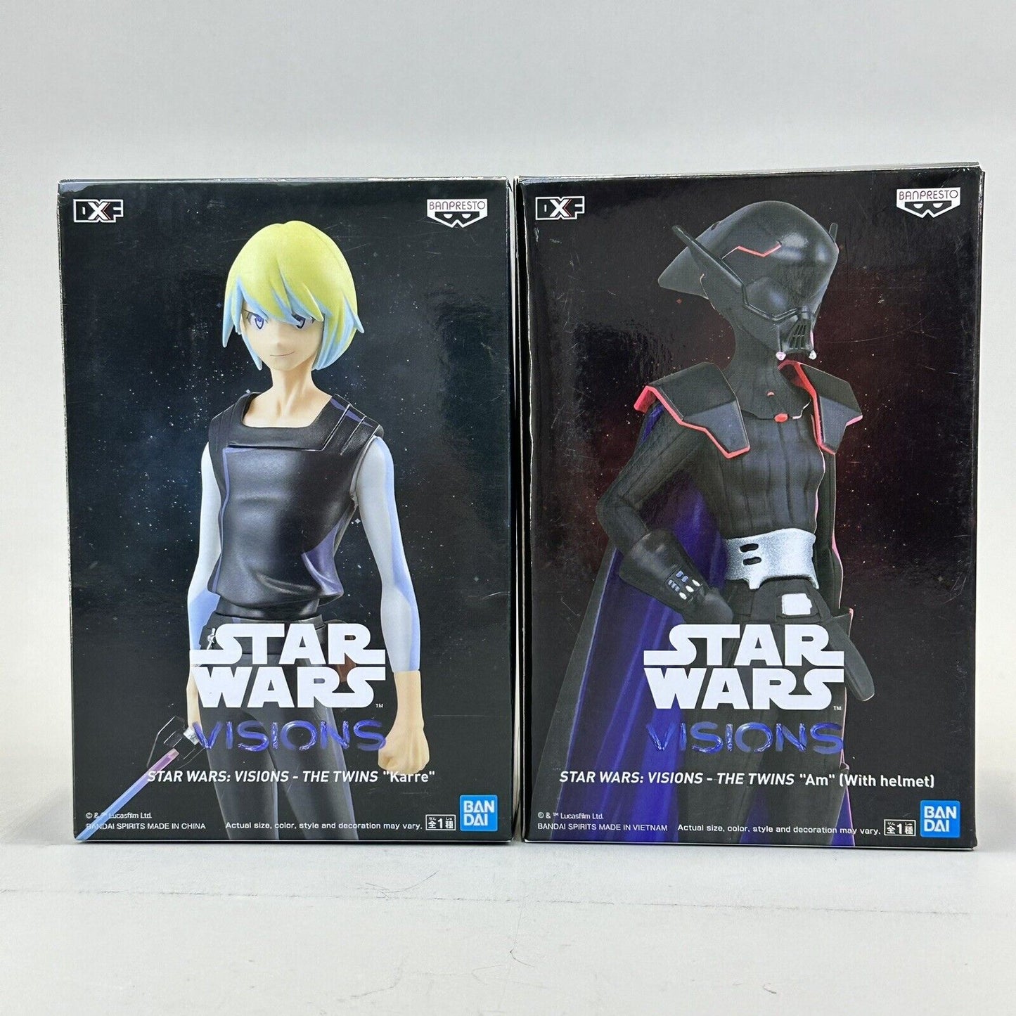 Star Wars Visions The Twins Am with Helmet & Karre Bandai Banpresto Figures Lot