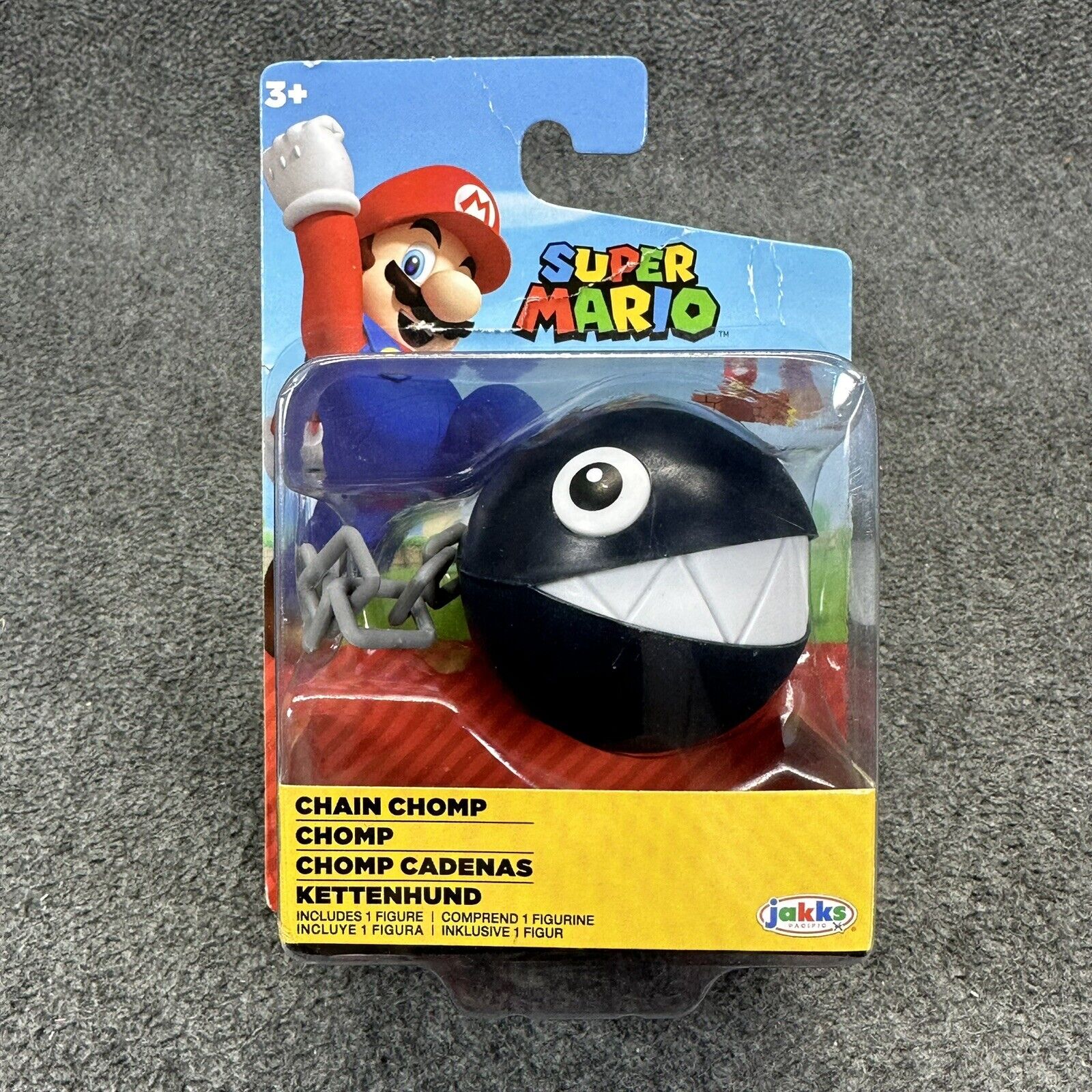 Lot of 4 Super Mario 2.5" Action Figures Yoshi Blue Toad Chain Chomp & Hammer B.