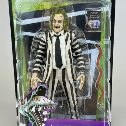 NECA Beetlejuice Striped Suit 7" Action Figure w/Handbook For Deceased & Snake