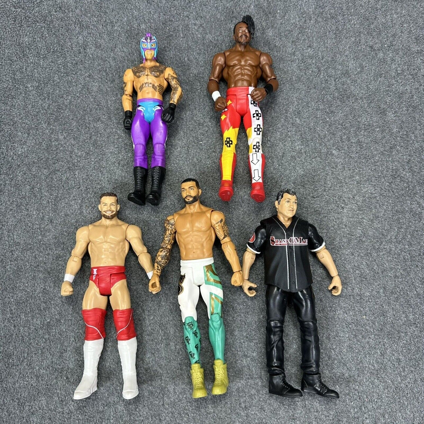 WWE Mattel Basic Lot of 5 Wrestling Action Figures Rey M. Finn Valor Shane