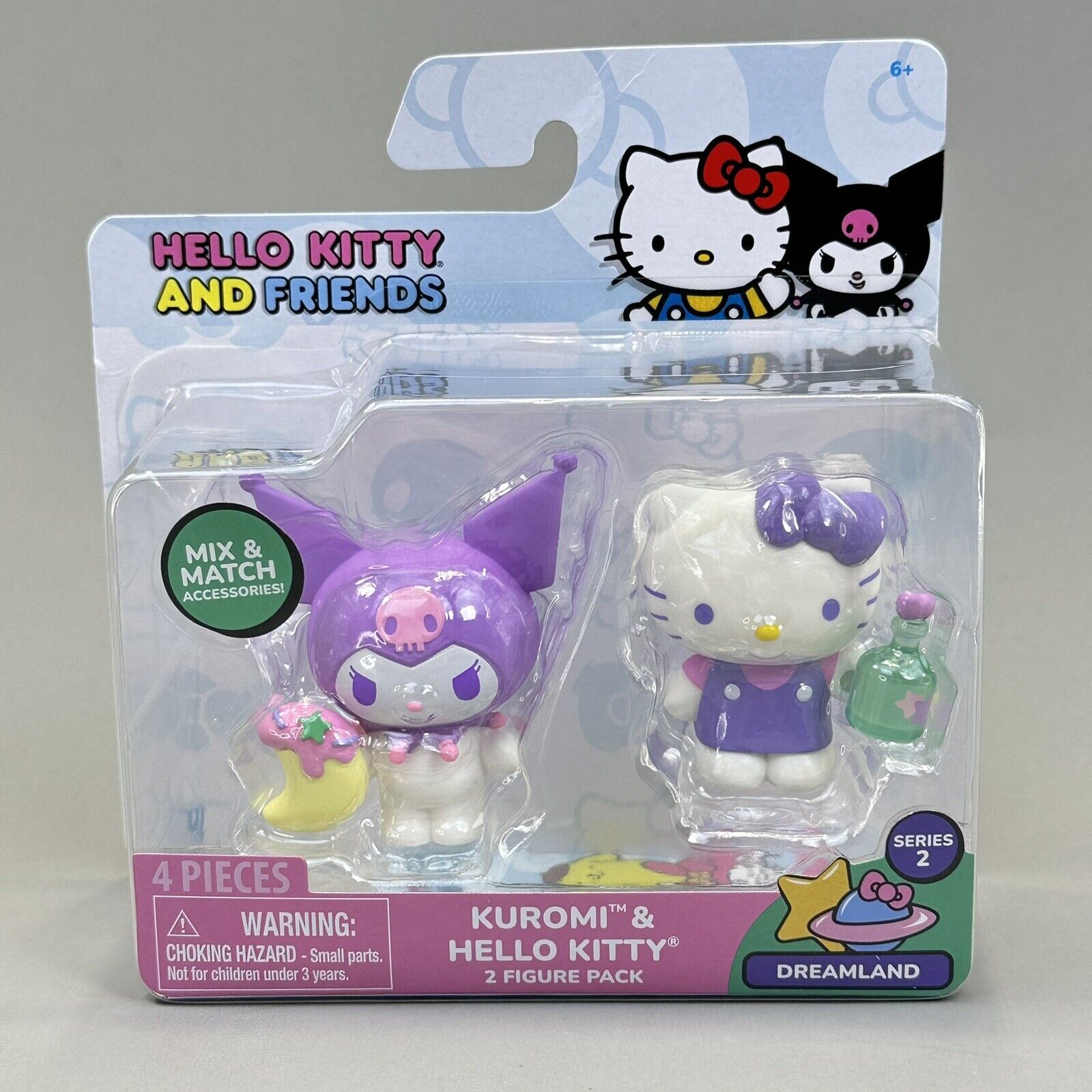 Hello Kitty And Friends Dreamland Kuromi & Hello Kitty 2" Figures 2-Pack - New