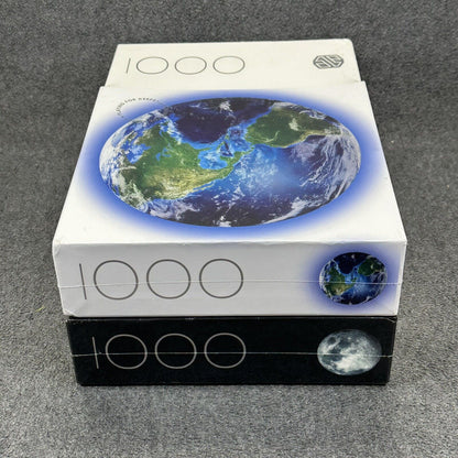 Two Premium Jigsaw Puzzles Adults 1000 Piece Each Happy Compass Earth & Moon New