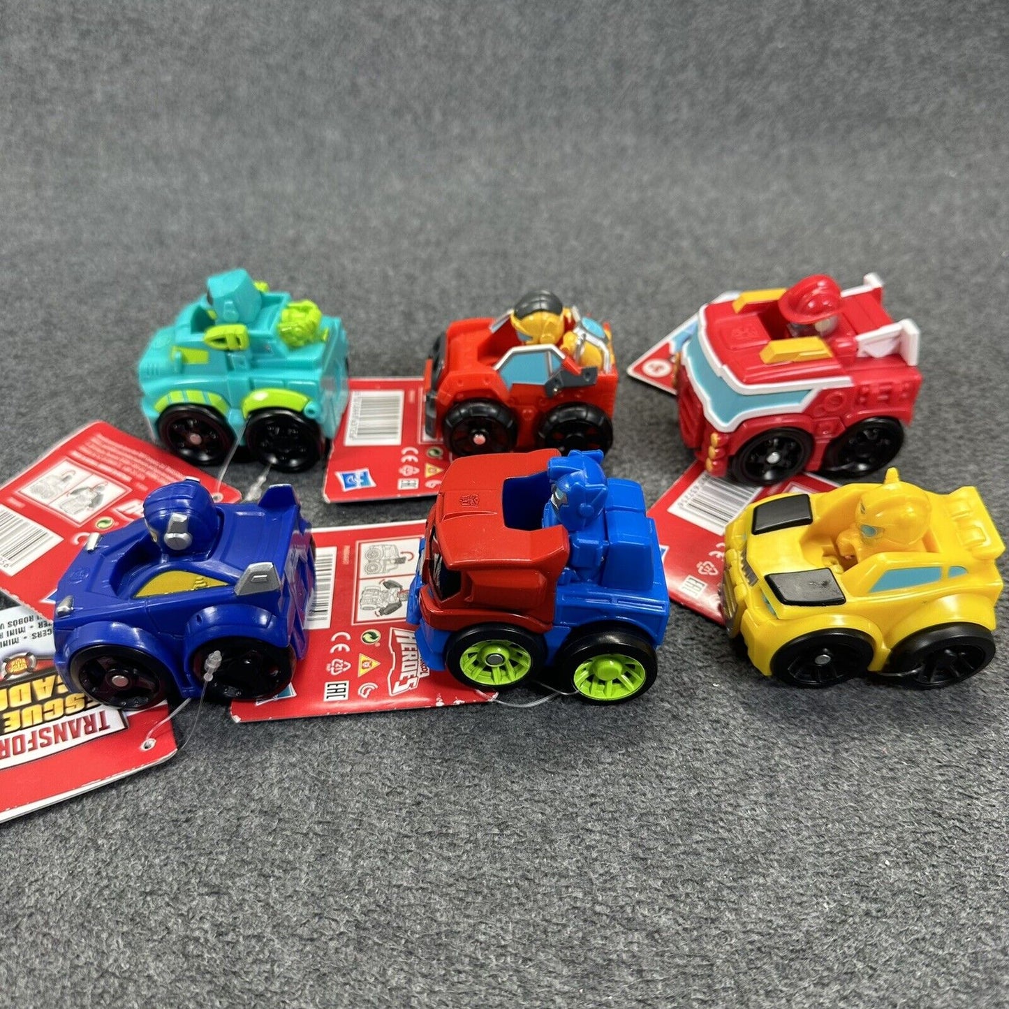 Lot of 6 Playskool Transformers Heroes Rescue Bots Academy Mini Bot Racers - New