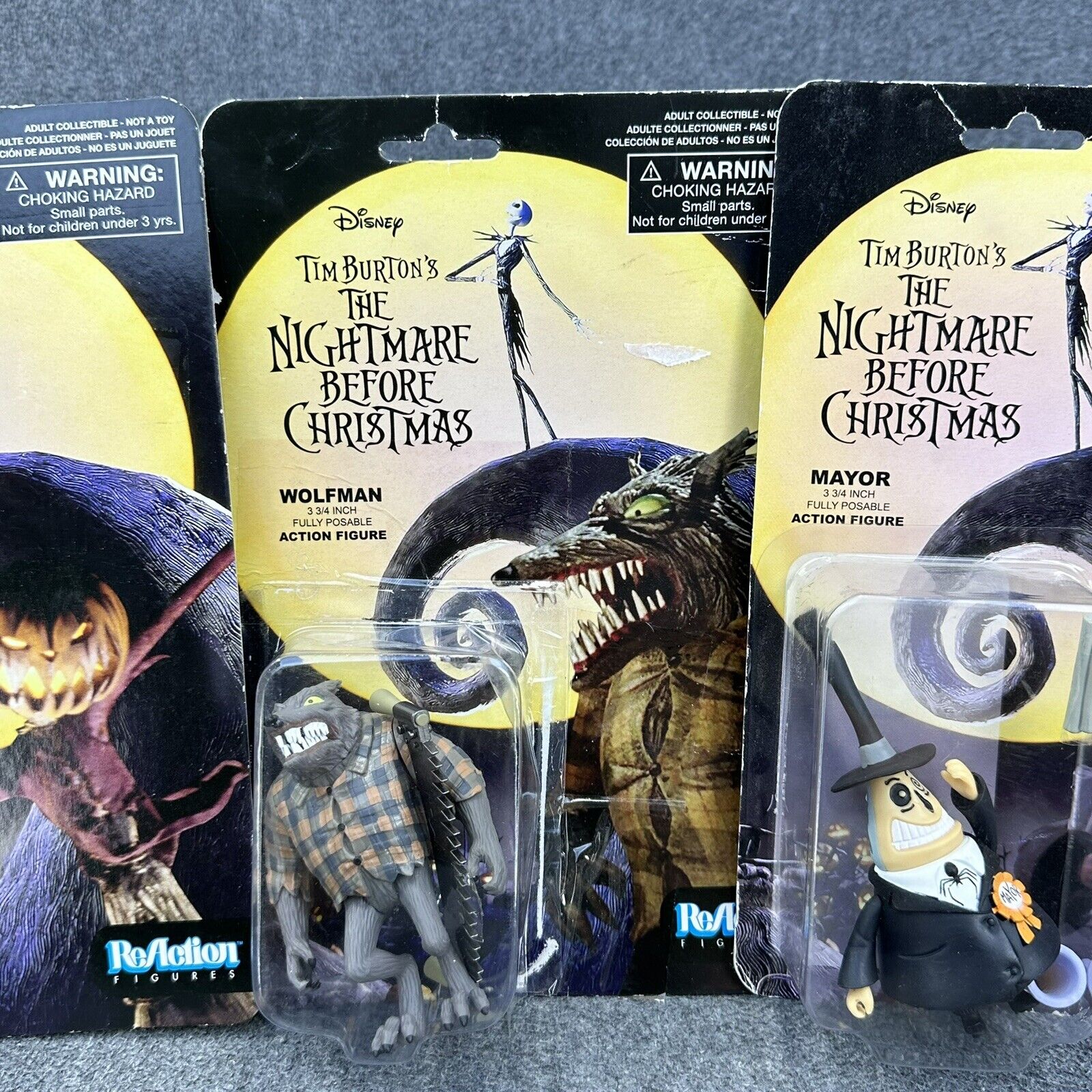 The Nightmare Before Christmas Wolfman Mayor & King Jack ReAction 3.75" Figures