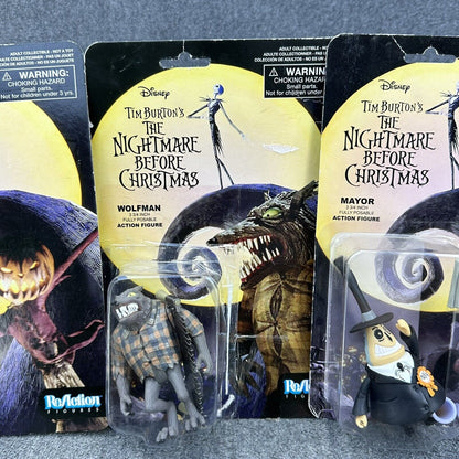 The Nightmare Before Christmas Wolfman Mayor & King Jack ReAction 3.75" Figures