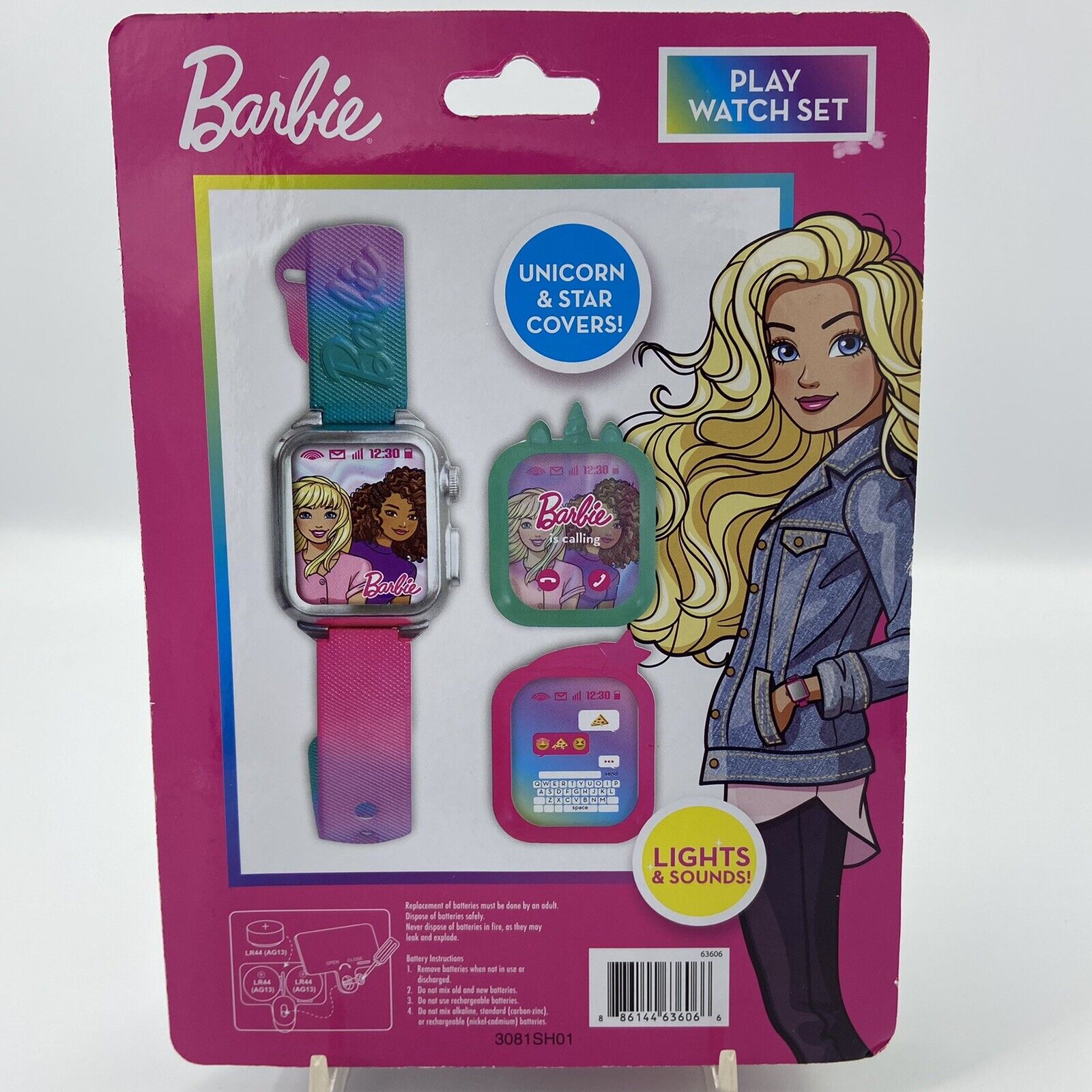 Barbie Smart Toy Watch With Light & Sound - Interchangeable Covers - Brand New