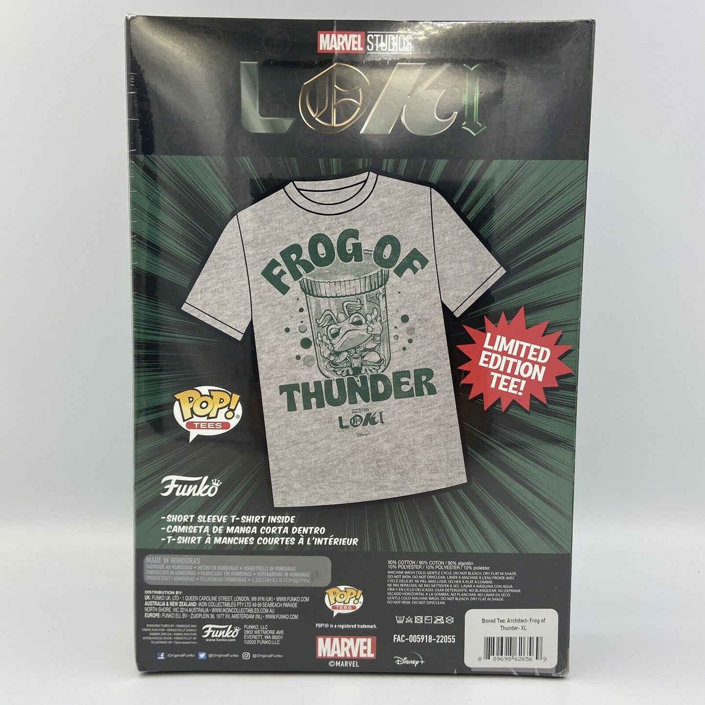 Funko Pop! Tees Marvel Studios Loki Frog Of Thunder Short Sleeve T Shirt XL New