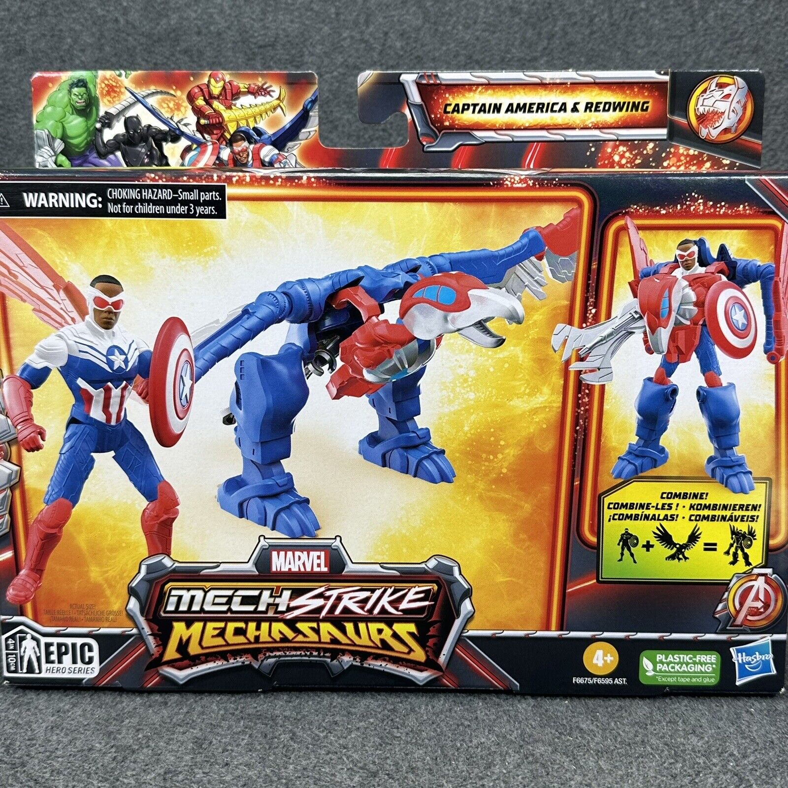 Marvel Mech Strike Mechasaurs Captain America & Redwing Mech Suit 4" Figure New