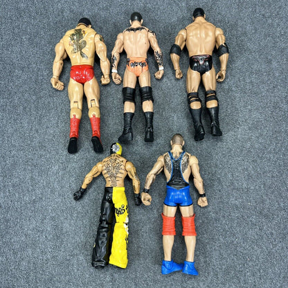 WWE Mattel Basic Lot of 5 Wrestling Action Figures Rock Mysterio Batista