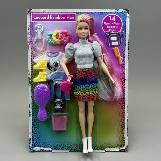 Barbie Leopard Rainbow Hair Doll Toy with Accessories Mattel - Complete