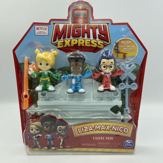 Mighty Express 3 Figure Pack - Liza, Max, and Nico - Spin Master - Netflix - New