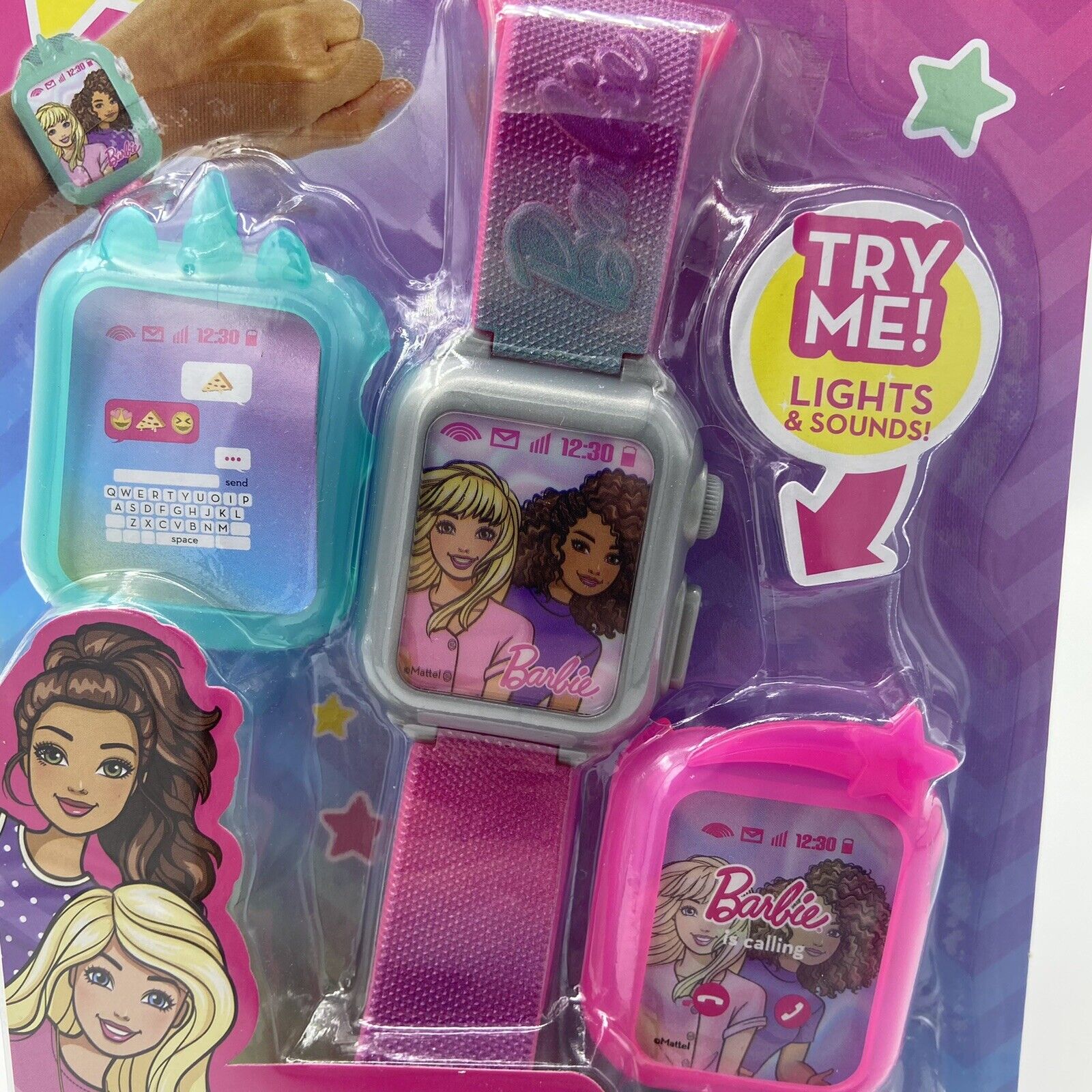 Barbie Smart Toy Watch With Light & Sound - Interchangeable Covers - Brand New