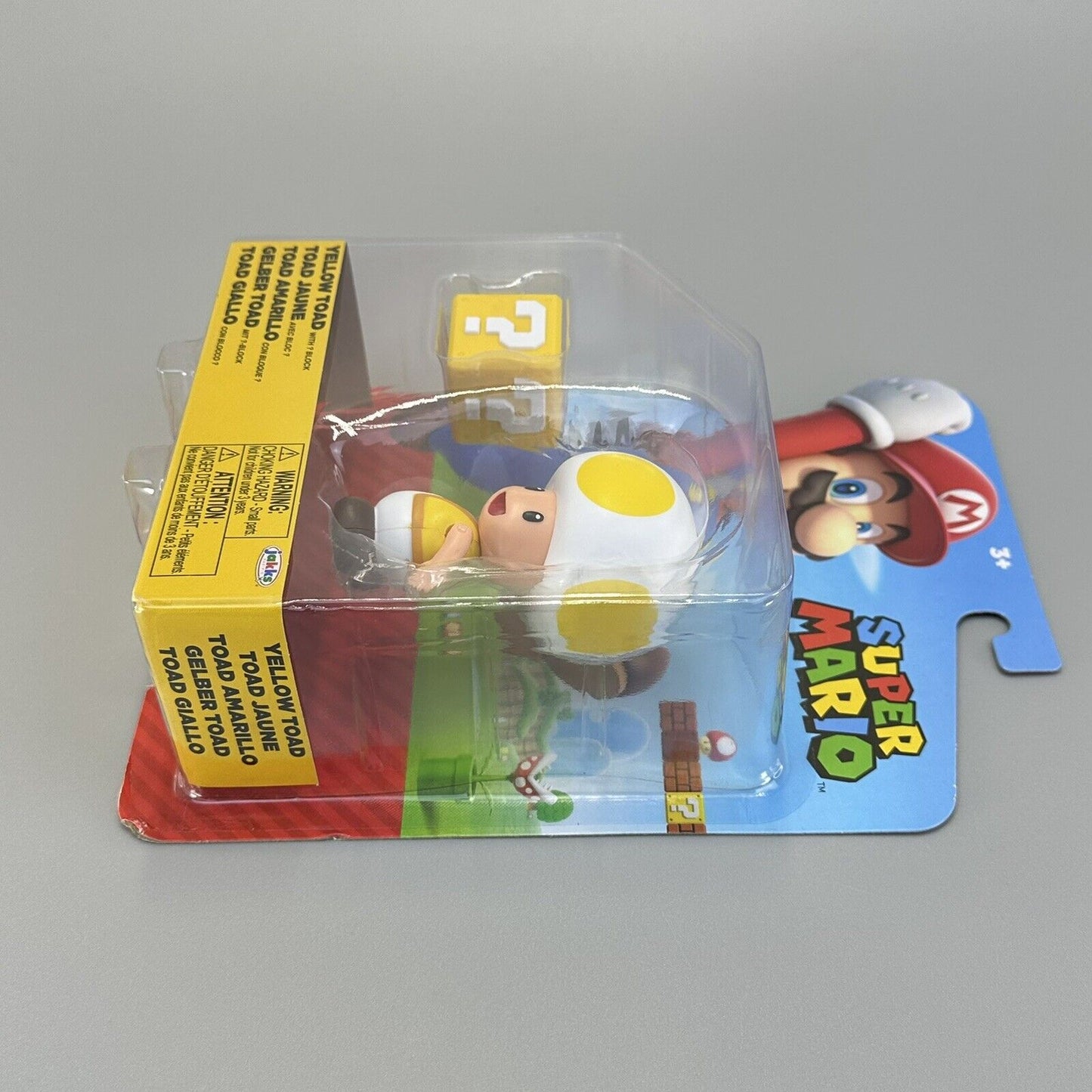 Super Mario Yellow Toad 4" Action Figure with Question Block Jakks Pacific