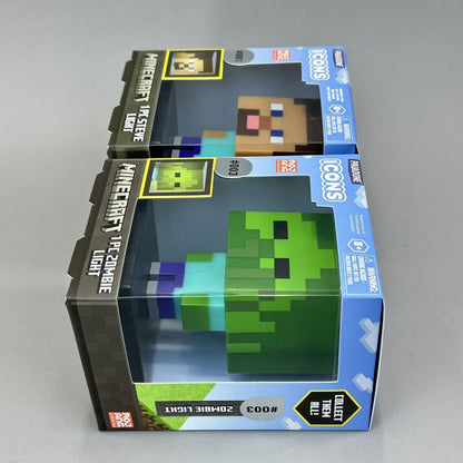 Minecraft Steve & Zombie Night Light Lamps 3D Character 4.5" Icons Paladone New