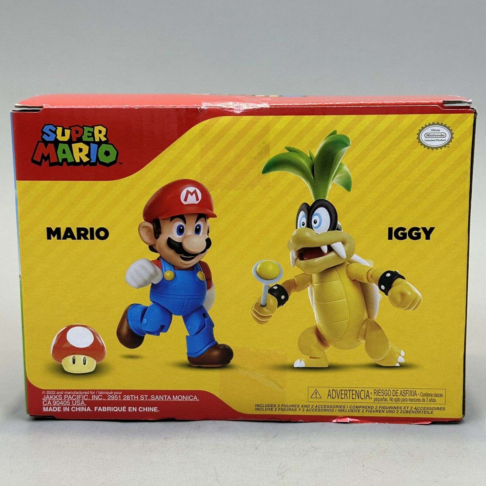 Super Mario Iggy and Mario 4" Articulated Action Figures 2-Pack Nintendo Jakks