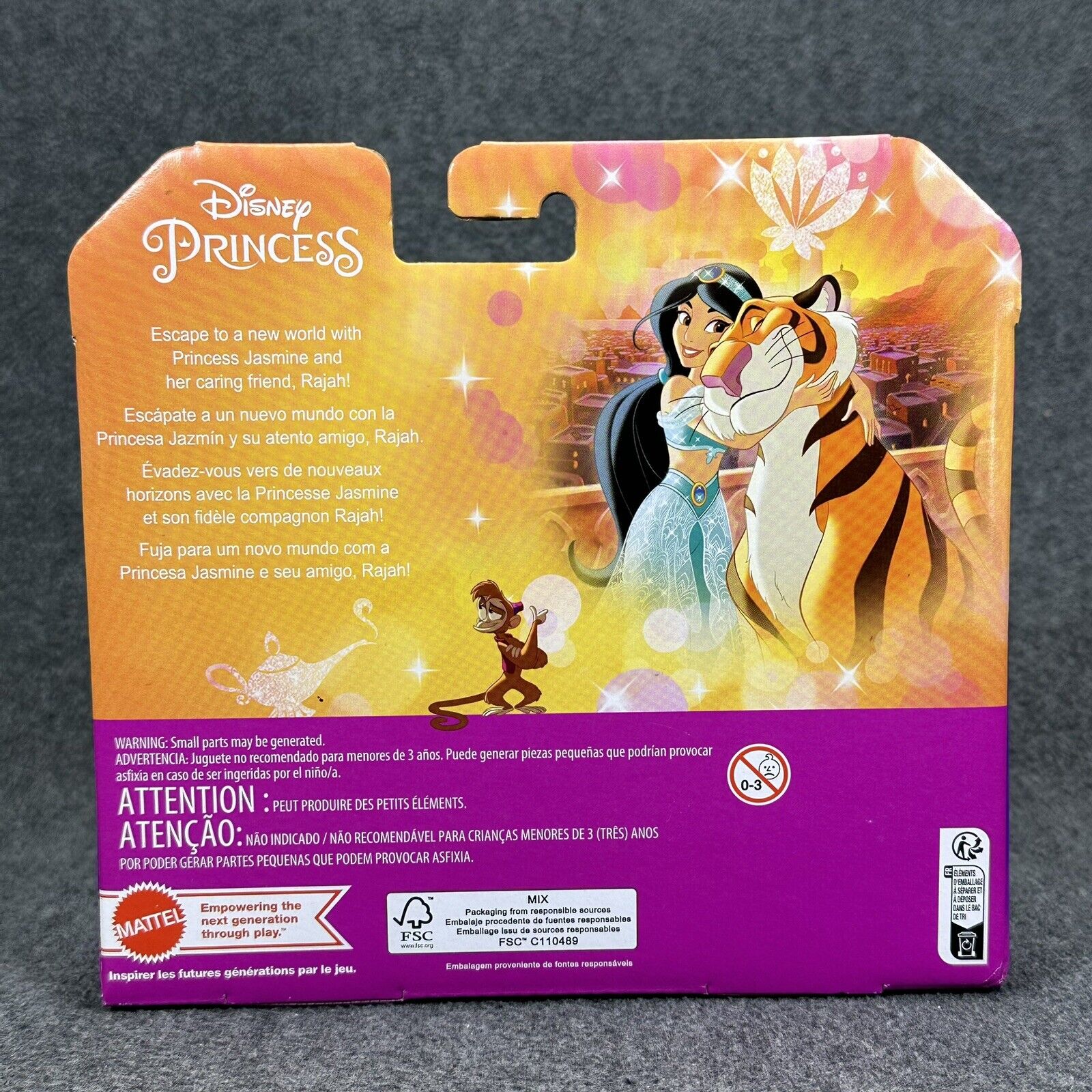 Disney Princess JASMINE & RAJAH 4" Action Figure Doll Set Mattel - Brand New