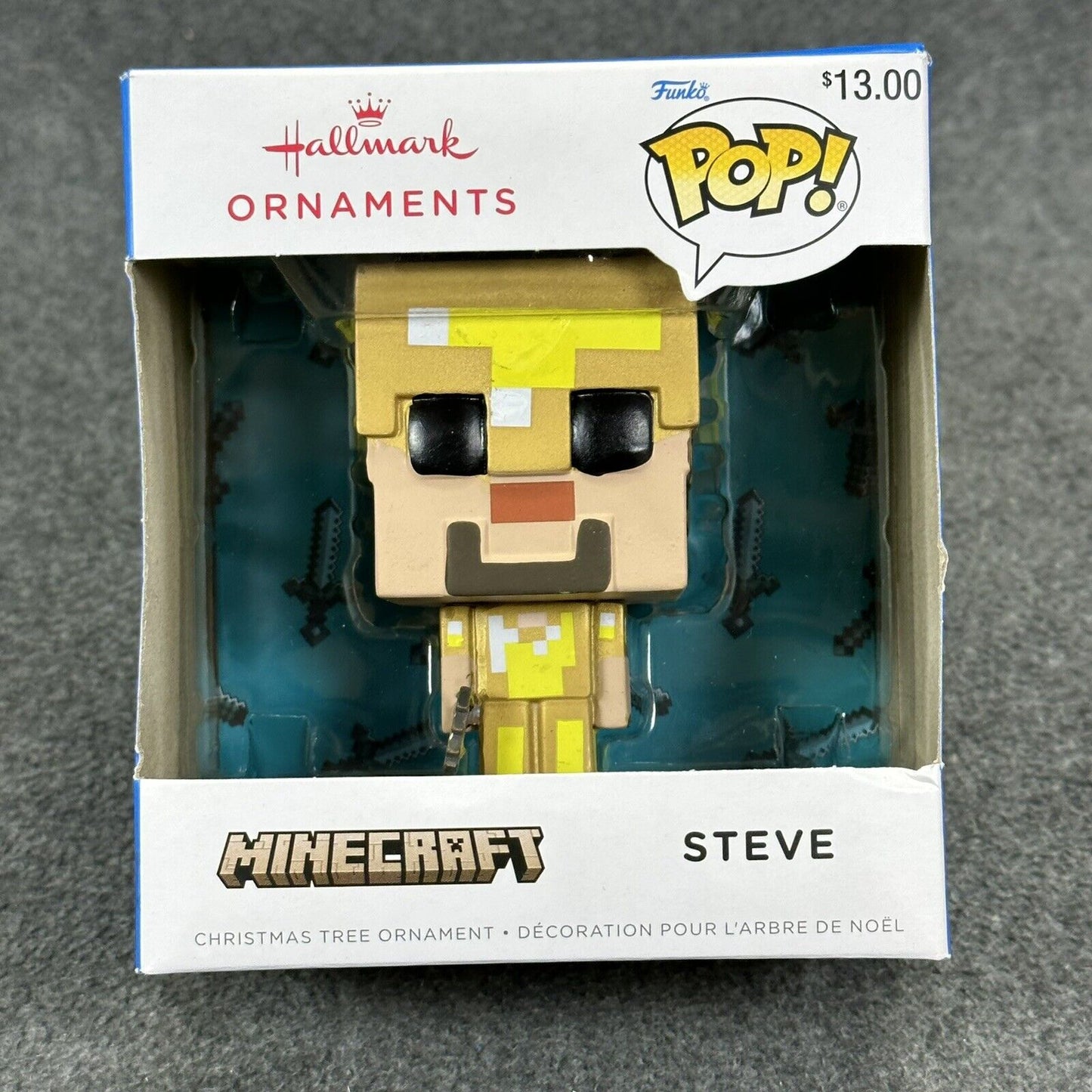 Funko POP Hallmark Minecraft Steve Golden Armor Christmas Tree Ornament - New