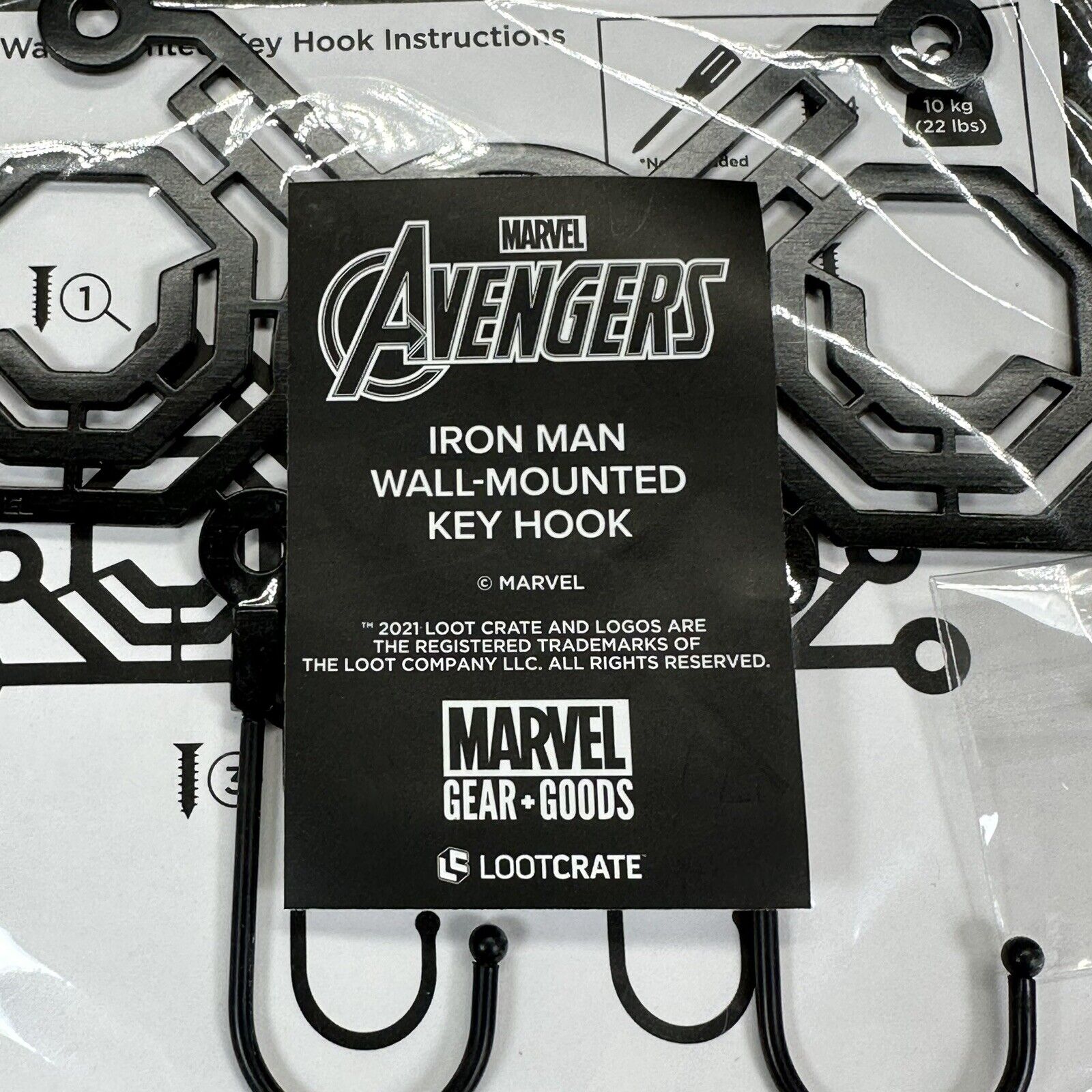 Marvel Avengers Iron Man Wall Mounted Key Hook 7" Loot Crate Exclusive - New