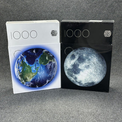 Two Premium Jigsaw Puzzles Adults 1000 Piece Each Happy Compass Earth & Moon New