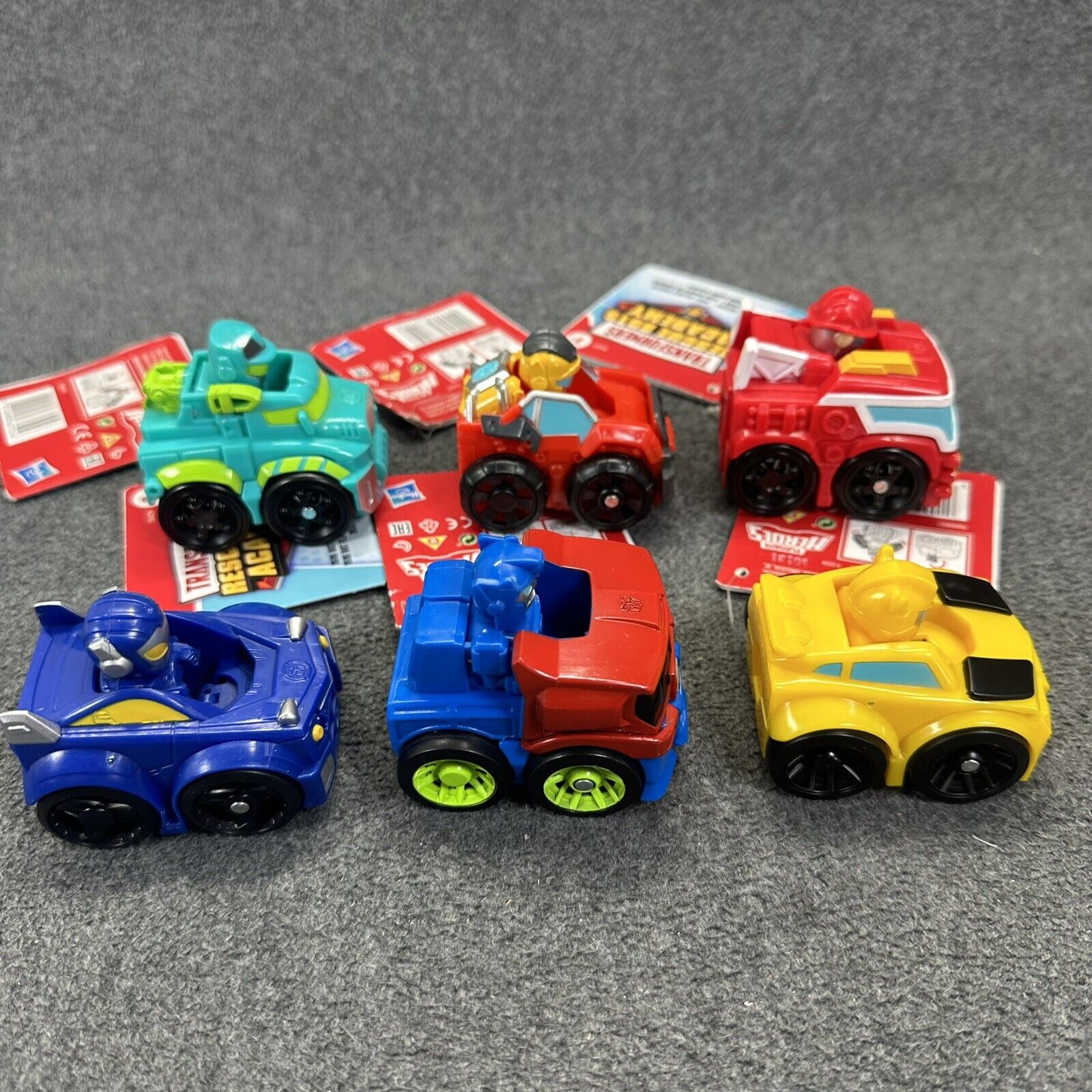 Lot of 6 Playskool Transformers Heroes Rescue Bots Academy Mini Bot Racers - New