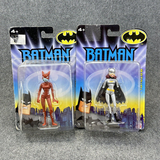 DC Comics Batman Animated Series Batgirl Silver & Catwoman Red 4” Action Figures