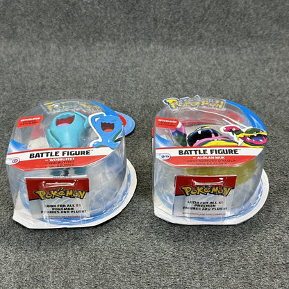 Pokémon Wobbuffet & Alolan Muk Articulated 3" Battle Action Figures - Sealed