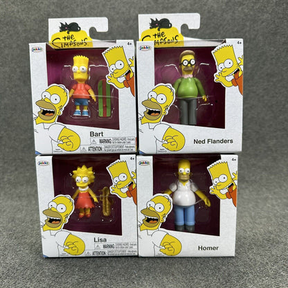 The Simpsons Bundle Homer Bart Lisa & Flanders 2.5" Action Figures Jakks - New