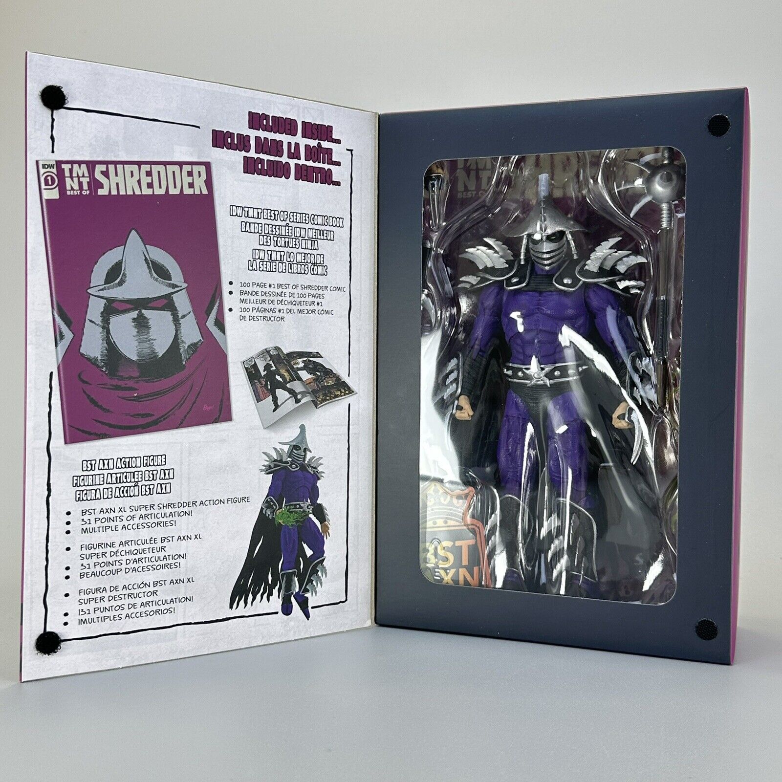 TMNT BST AXN XL Super Shredder 8" Action Figure w/ 100-Page Comic - Brand New