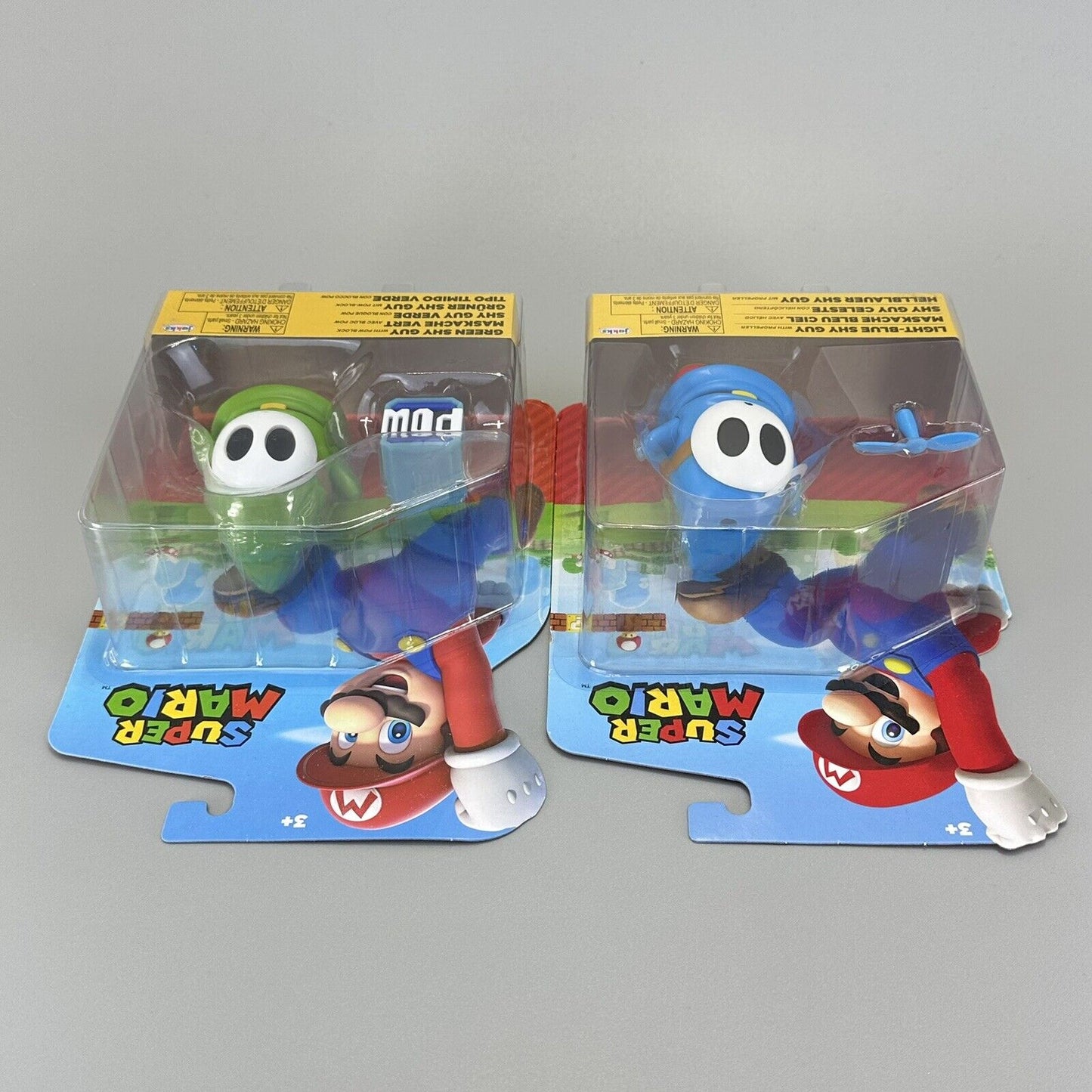 Super Mario Green & Light Blue Shy Guy 4" Action Figures with Accessories - New