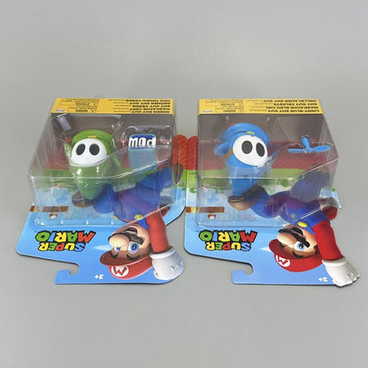 Super Mario Green & Light Blue Shy Guy 4" Action Figures with Accessories - New