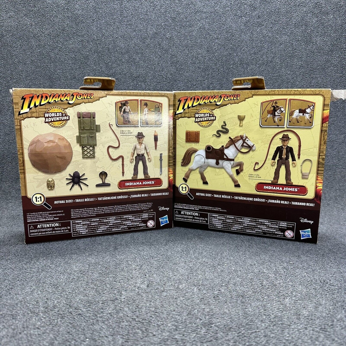 Indiana Jones Worlds Of Adventure Backpack & Horse 2.5" Action Figure Set Bundle