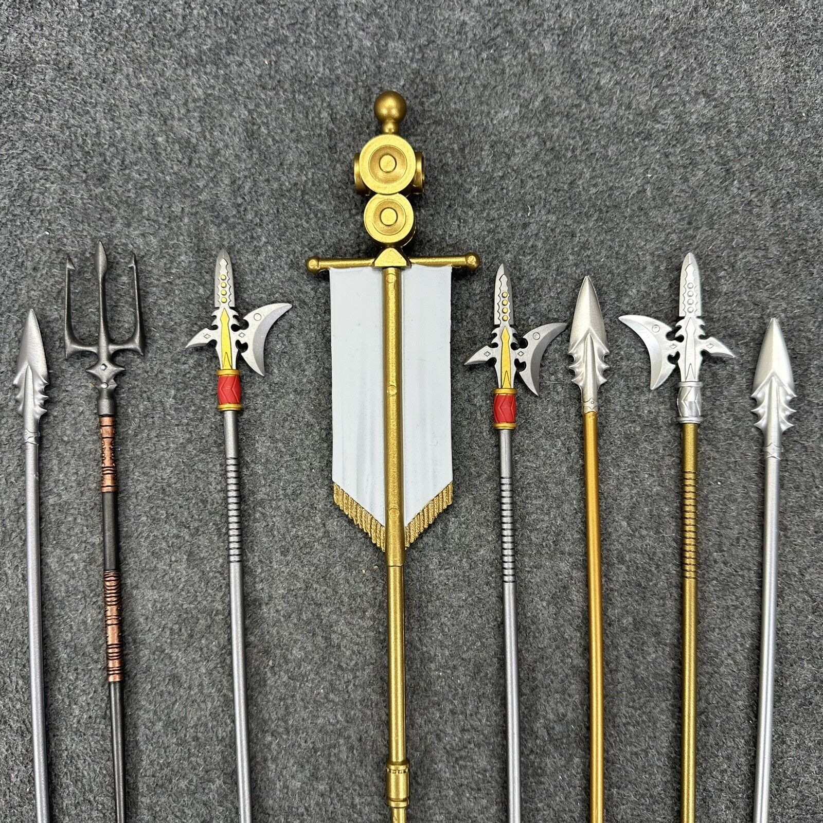 Lot of 9  Mythic Legions Dark Templar Flag with Accessory Weapons Spears