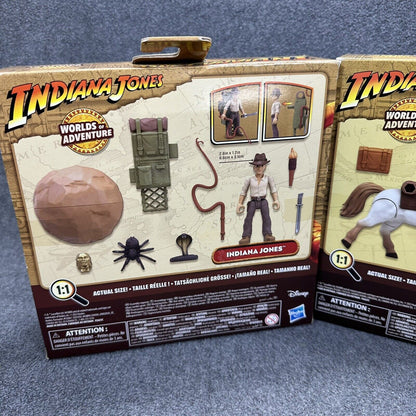 Indiana Jones Worlds Of Adventure Backpack & Horse 2.5" Action Figure Set Bundle