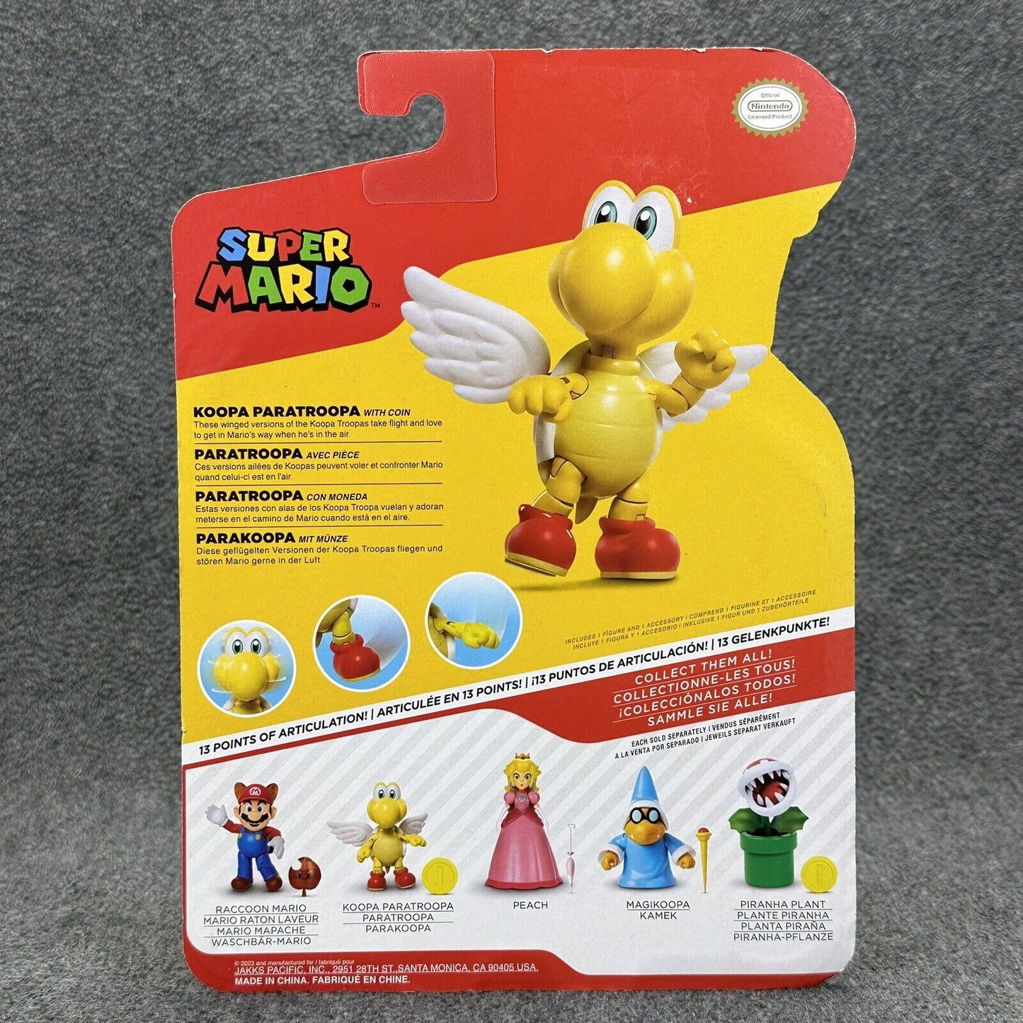 Super Mario Koopa Paratroopa & Coin 4" Action Figure Jakks Pacific - Brand New