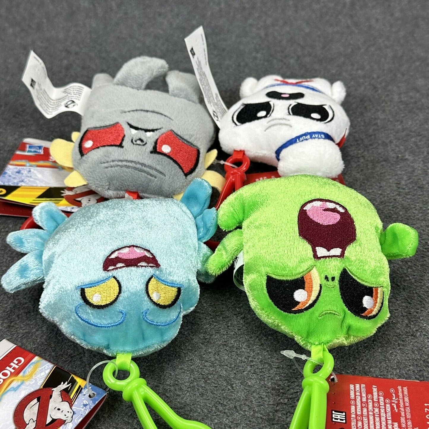 Set of 4 Ghostbusters Slimer Stay Puft Muncher & Terror Dog 4" Plush w/ Hooks