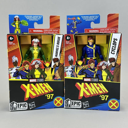 X-Men '97 Cyclops & Rogue 4" Action Figures Hasbro Epic Hero Series - Brand New