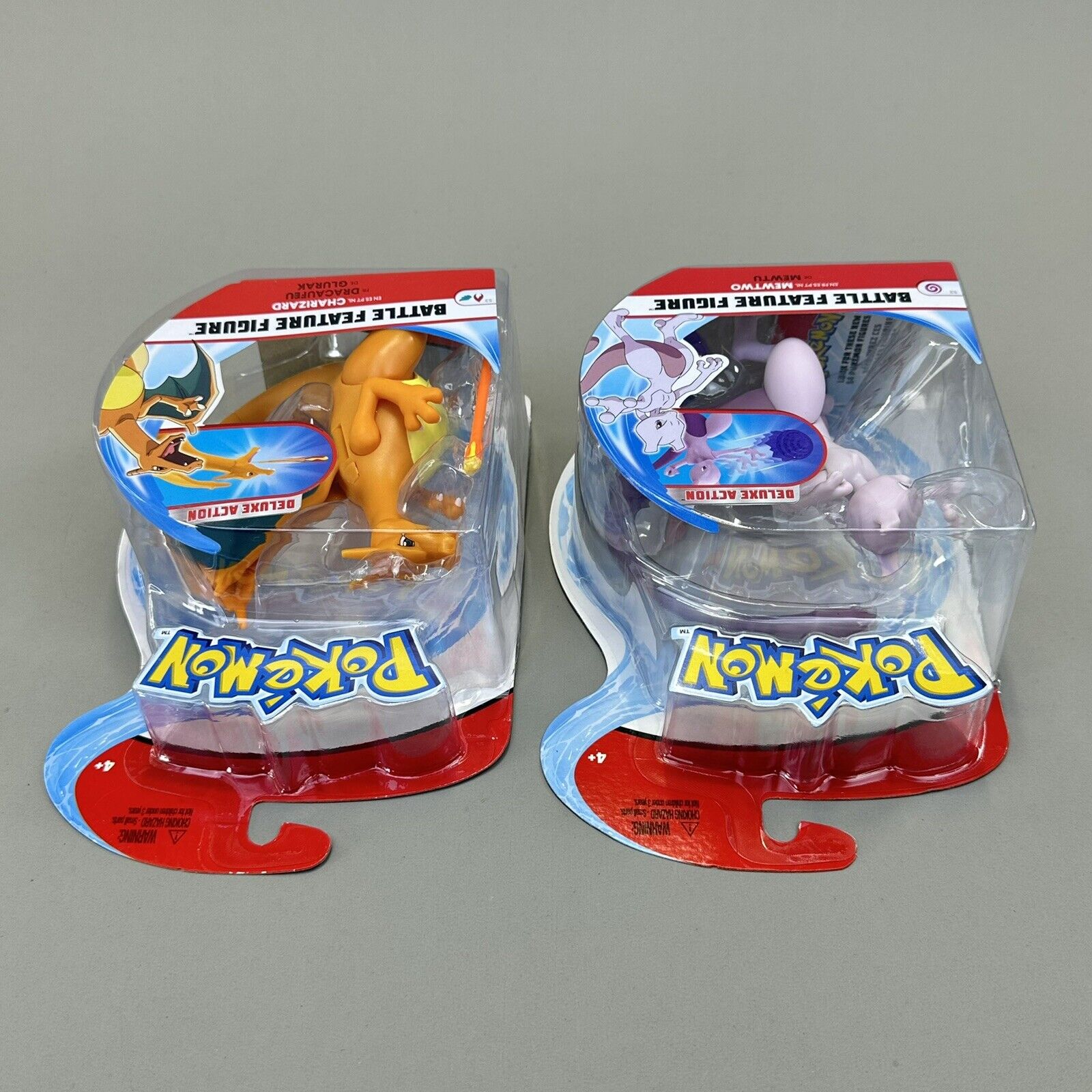 Lot of 2 Pokémon Deluxe Charizard & Mewtwo 4" Action Battle Feature Figures New