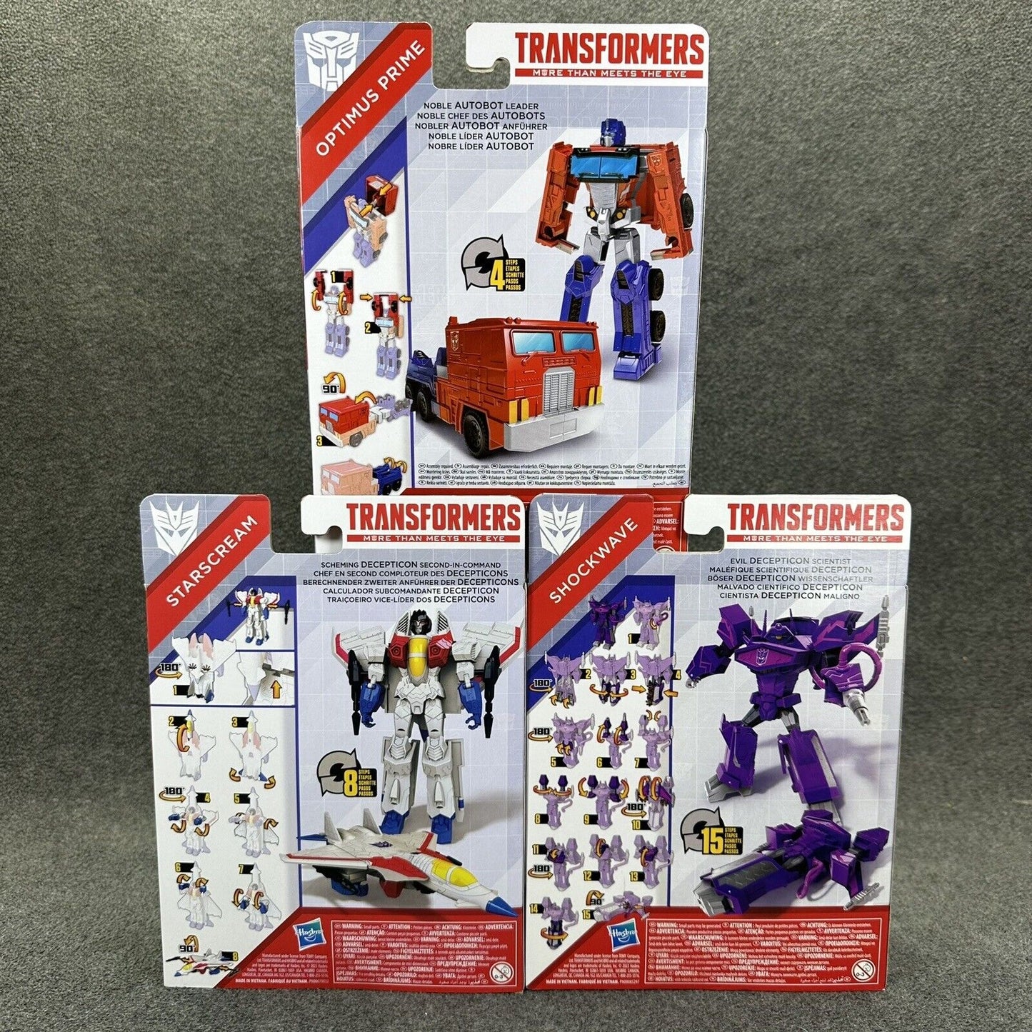 Transformers Authentic Shockwave Optimus Prime & Starscream 7" Action Figures