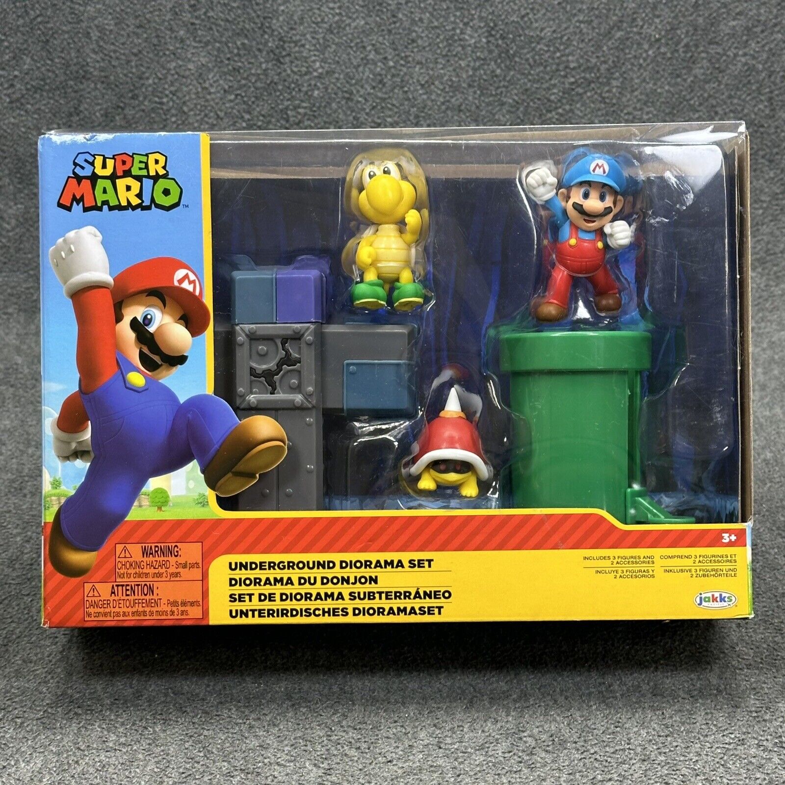 Super Mario Underground Diorama Set w/ Koopa Spike Top & Mario 2.5" Figures New