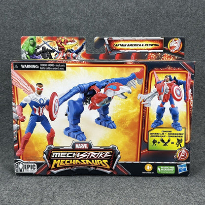 Marvel Mech Strike Mechasaurs Captain America & Redwing Mech Suit 4" Figure New