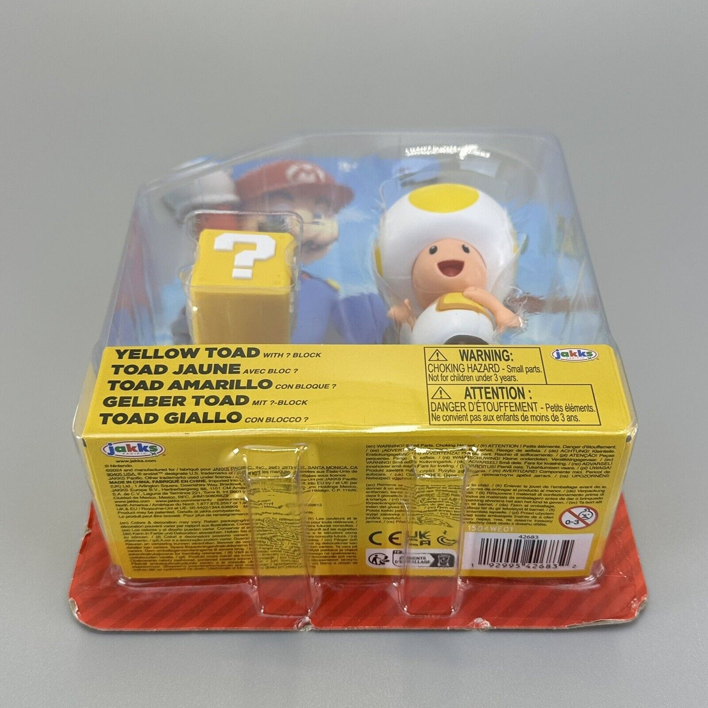 Super Mario Yellow Toad 4" Action Figure with Question Block Jakks Pacific