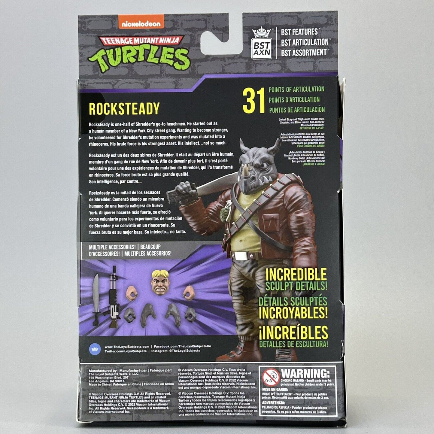 The Loyal Subjects BST AXN TMNT Rocksteady Street Thug 5" Action Figure - New