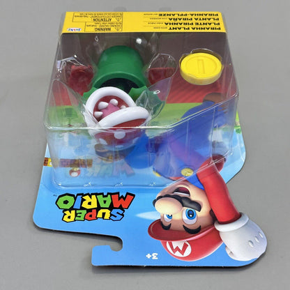 Super Mario Piranha Plant With Coin 4" Action Figure Nintendo Jakks - Brand New