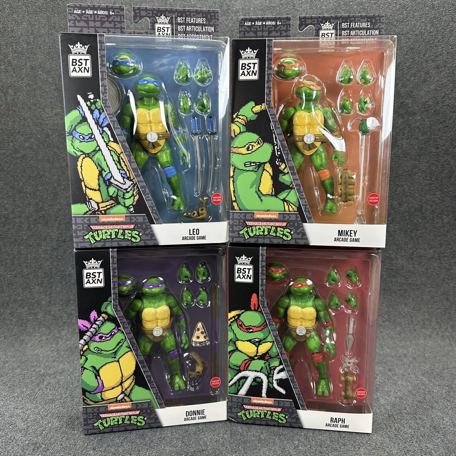 BST AXN TMNT Mikey Leo Donnie & Ralph Arcade Game 5" Exclusive Action Figures