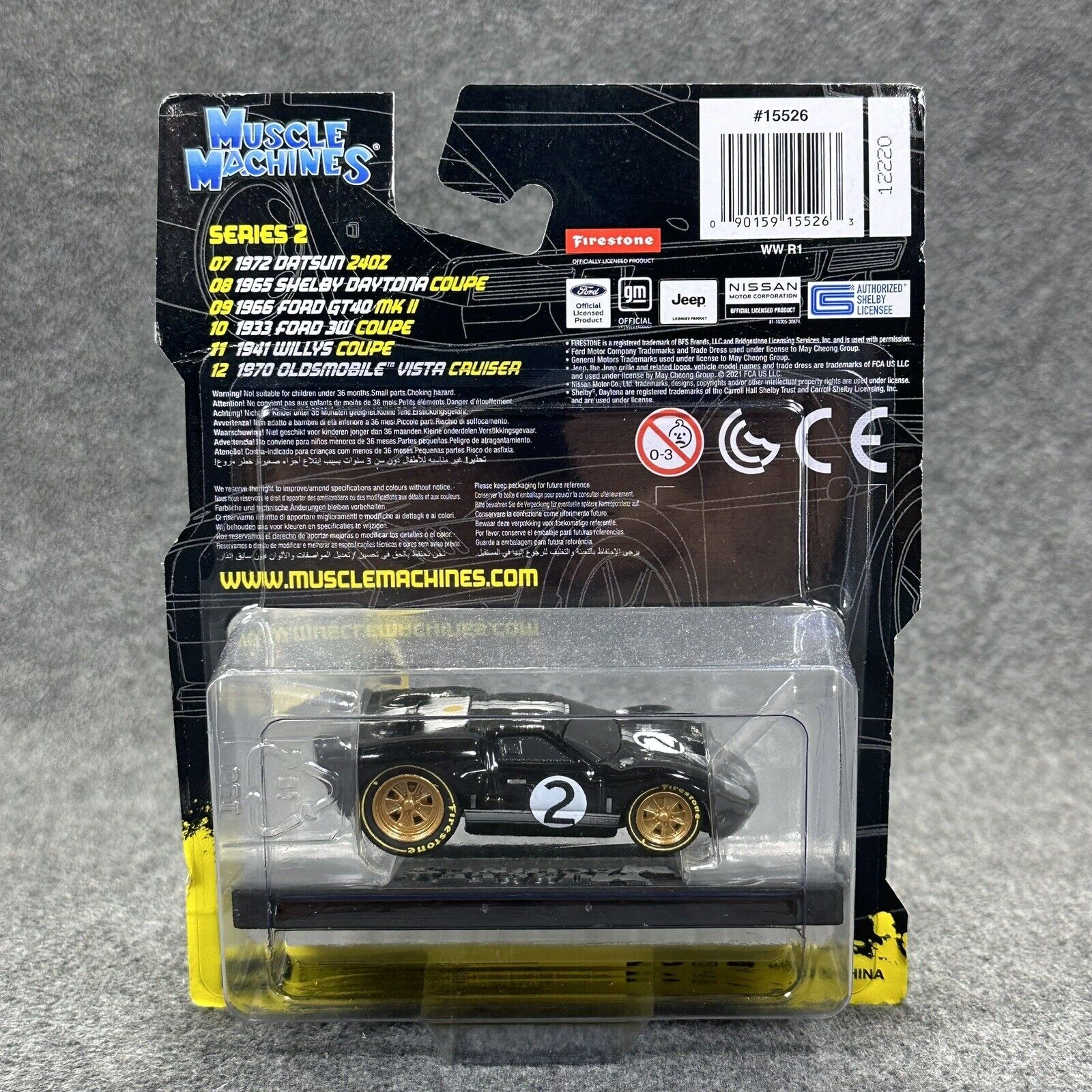 2021 Muscle Machines 1966 Ford GT 40 MK II Diecast Car 1:64 Black w/ Stand - New