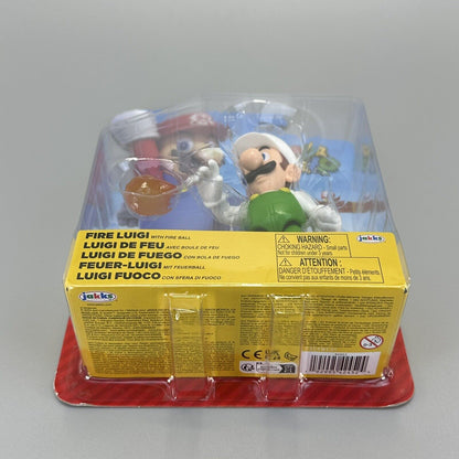 Super Mario Fire Luigi 4" Action Figure w/ Fireball Accessory JAKKS Pacific New