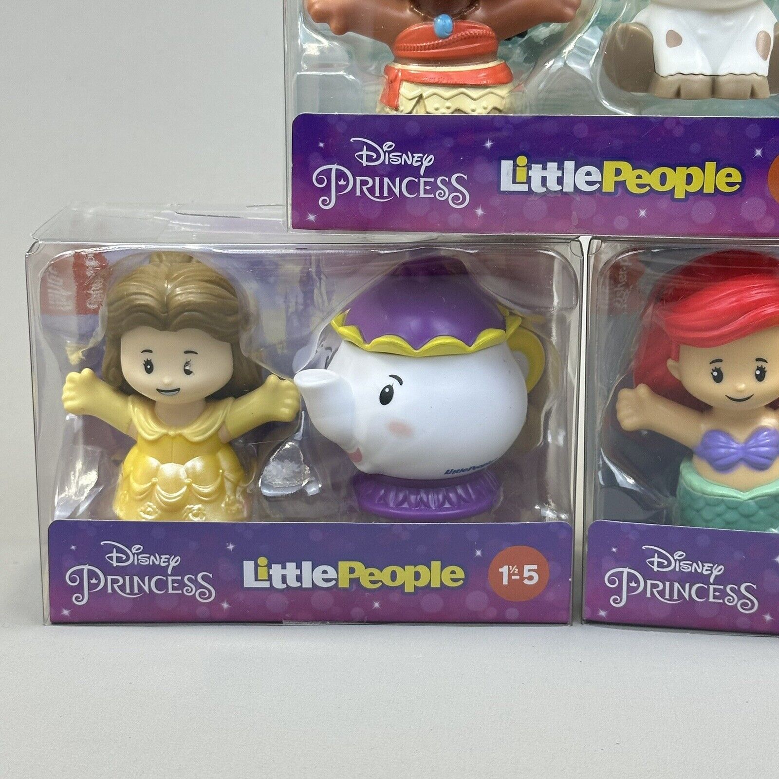 Fisher-Price Little People Disney Ariel, Belle & Moana w/ Companions - Brand New