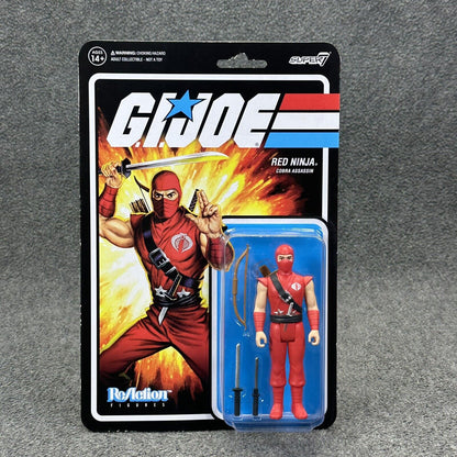 Super7 G.I. Joe Cobra Army Builder Lot Commander Red Ninja & Red Laser 3.75" New