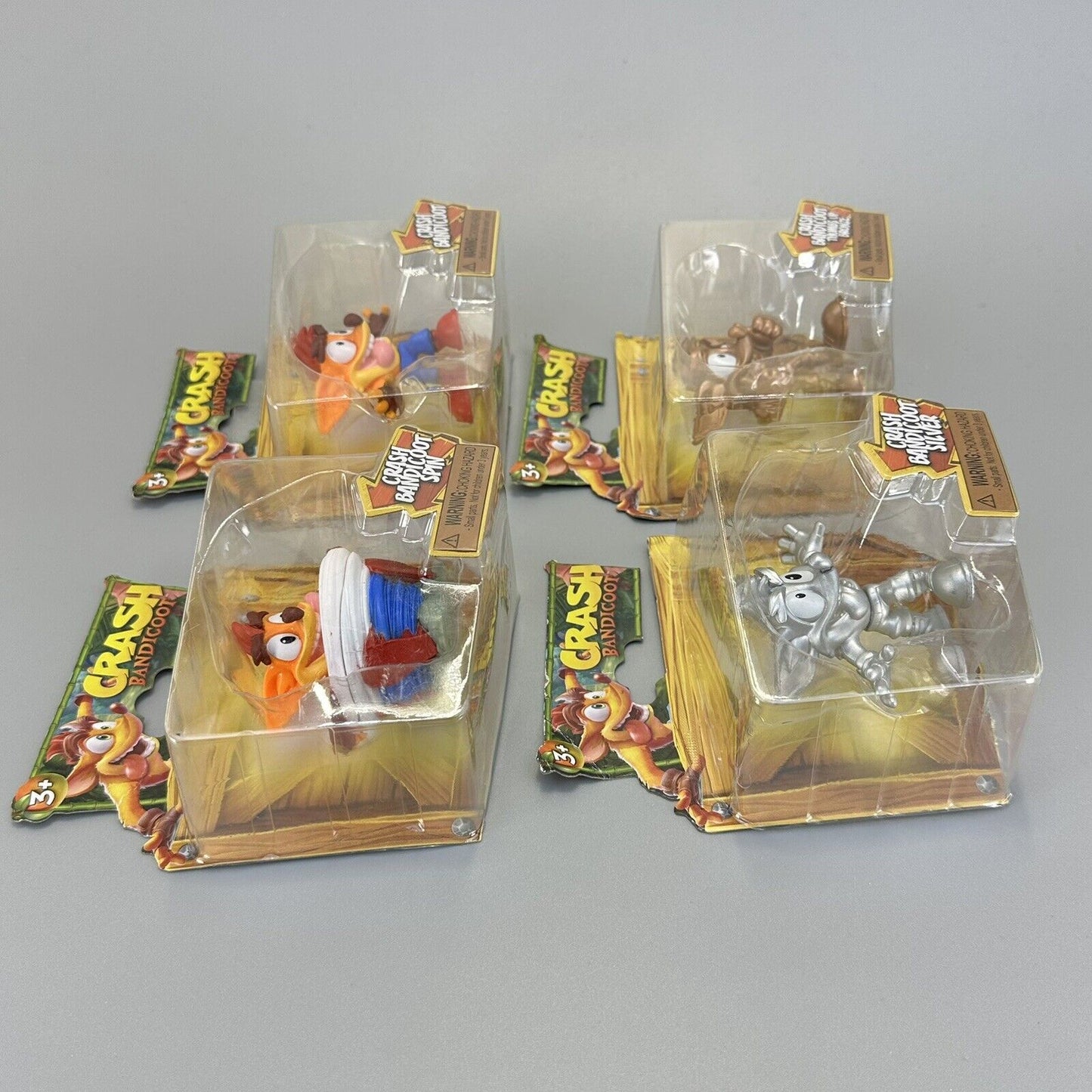 Lot of 4 Crash Bandicoot 2.5" Action Figures Silver, Bronze, Spin Variants Jakks